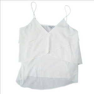 Naked Zebra White Ruffled Spaghetti Strap Top
